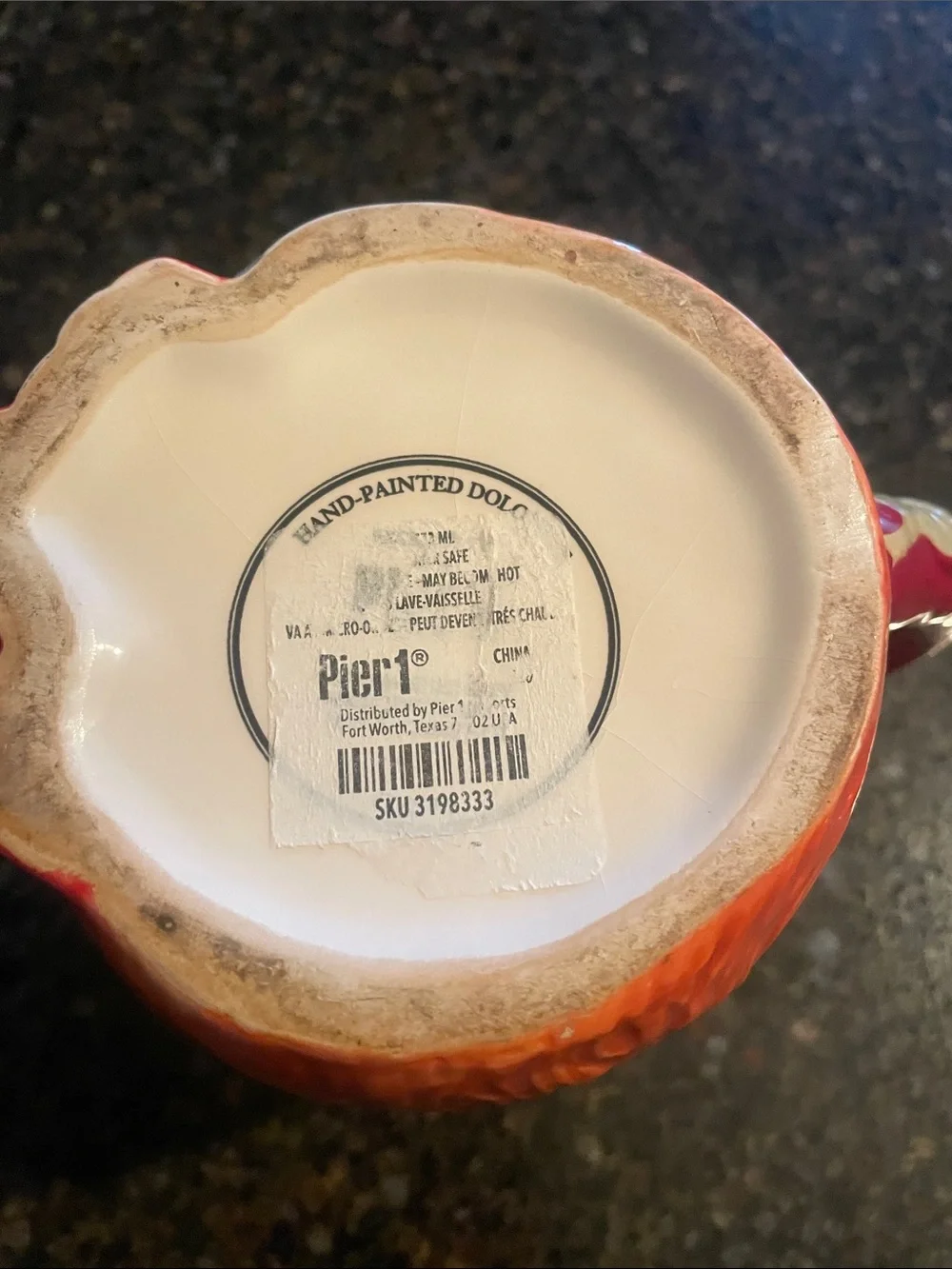 Pier 1 Fall Fox Coffee Mug Handpainted Dolomite 3D Brown/Orange 5”